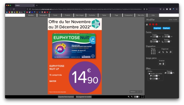 Interface du module d'affiches